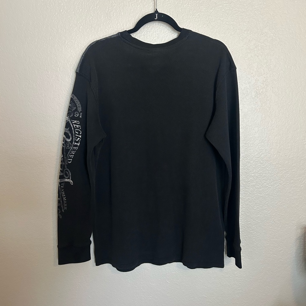 South Pole Black and Gray Graphic Long Sleeve Waffle Tee Sz XXL - Picture 2 of 8